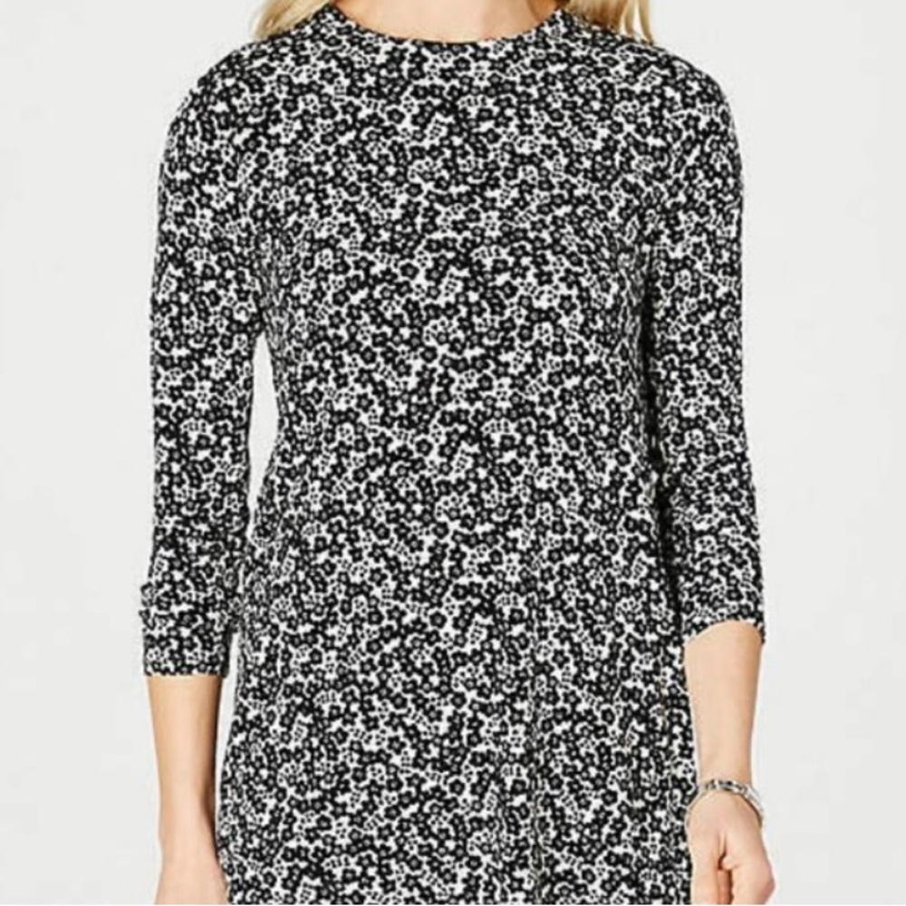 J. Jill XS P Wearever Collection Tie Back Black/White Tunic New 
Floral pattern